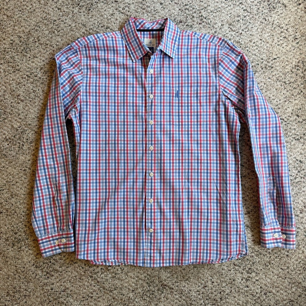 Johnnie O Mens Multicolor Hangin' Out Plaid Casual Button Down Shirt Size Large